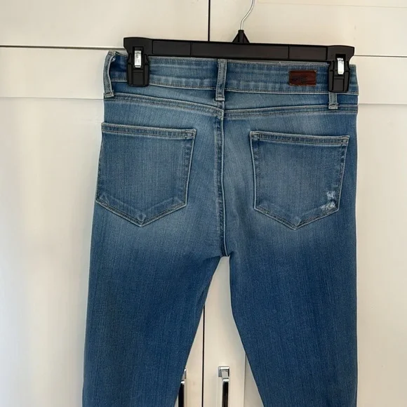Paige Medium Blue Denim skinny Jeans Holes size 28 New - Picture 8 of 12